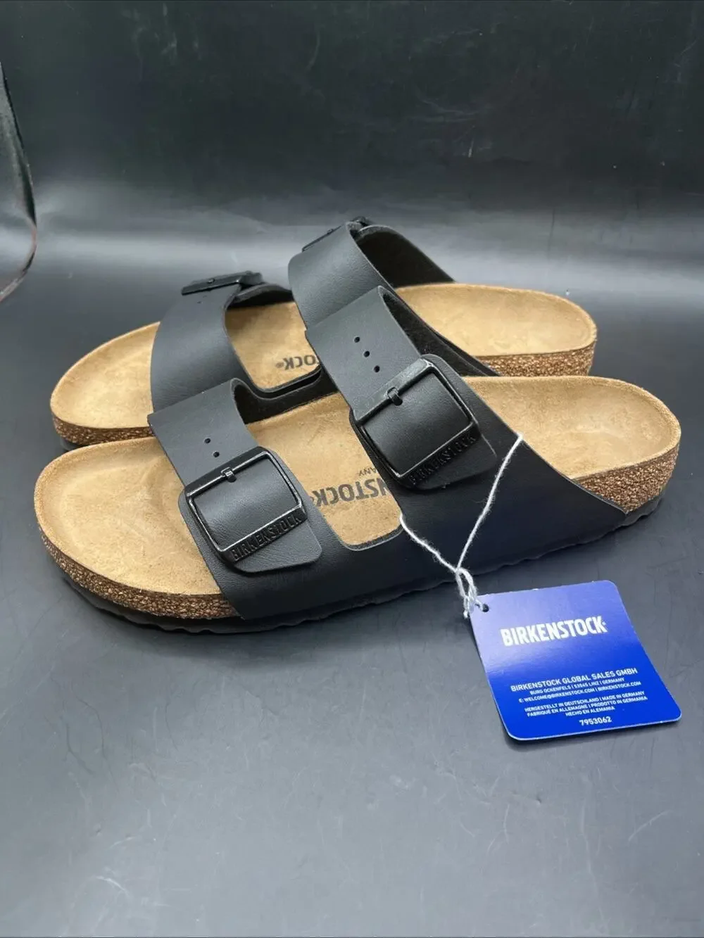 Birkenstock 2 straps adjustable sandals Flip Flops EUR Sz 40 Black NWOB